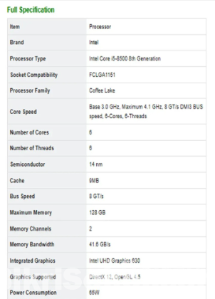Intel Core i5, 3.00GHz 8th Gen for sell
